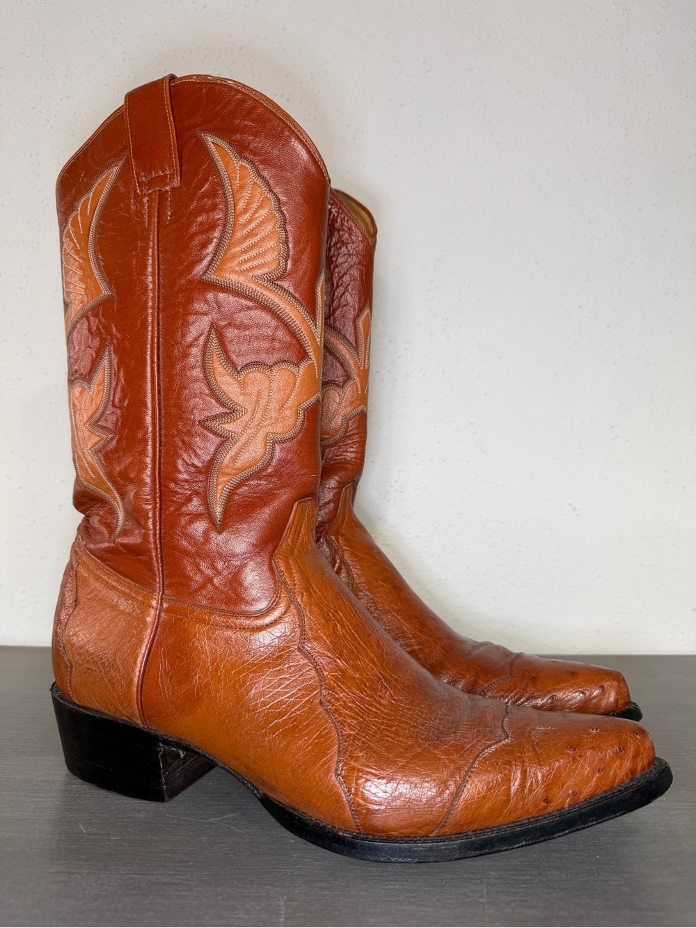 Naturaleza Exótica Exotic Ostrich Leather Western Cowboy Boots Men’s 45 EE